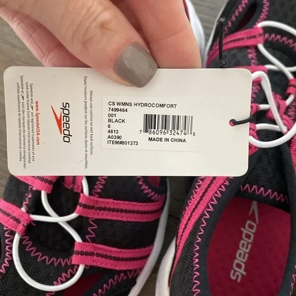 NWT speedo women's hydro comfort sneaker | Pink & Black | Size 6 - Picture 4 of 10